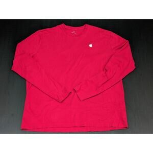 APPLE Employee Mens Red Long Sleeve Tee T-Shirt LARGE